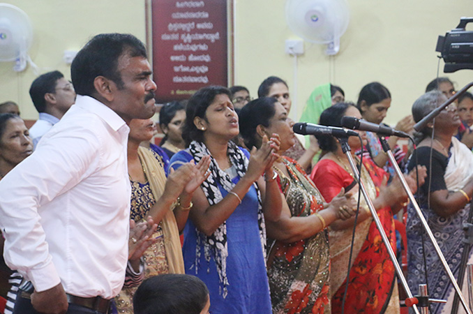 People thronged into the Night Vigil held at Prayer center by Grace Minstry in Mangalore here on Sep 2, 2017. Many received countless miracles, healing, and deliverance. 